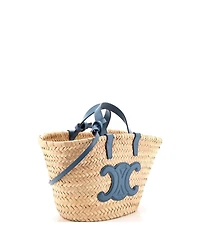 Pre-Owned Celine Teen Triomphe Basket Shoulder Bag Raffia with Leather