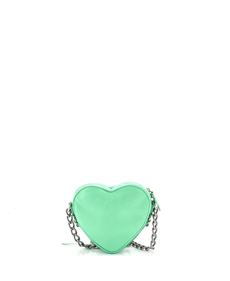 Pre-Owned Balenciaga Mini Le Cagole Giant Studs Heart Chain Bag Leather