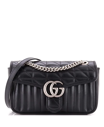 Pre-Owned Gucci Small Gg Marmont Flap Bag Mixed Matelasse Leather
