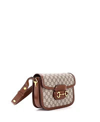 Pre-Owned Gucci Small Horsebit 1955 Shoulder Bag Gg Coated Canvas with Leather
