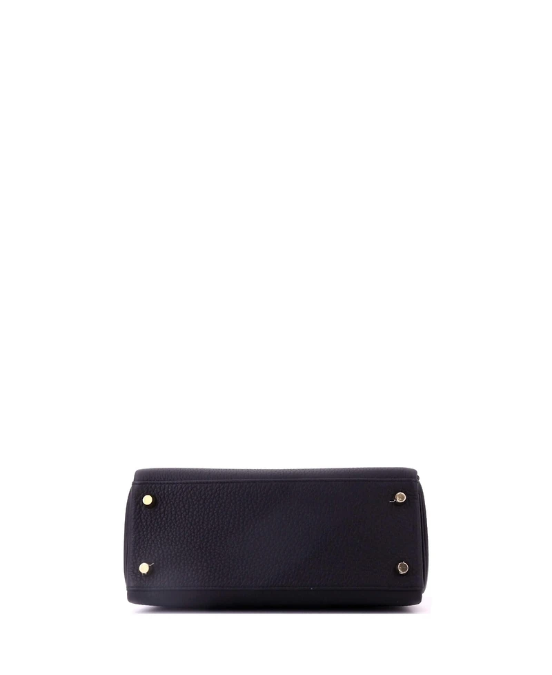 Pre-Owned Hermes Kelly Handbag Black Togo with Gold Hardware