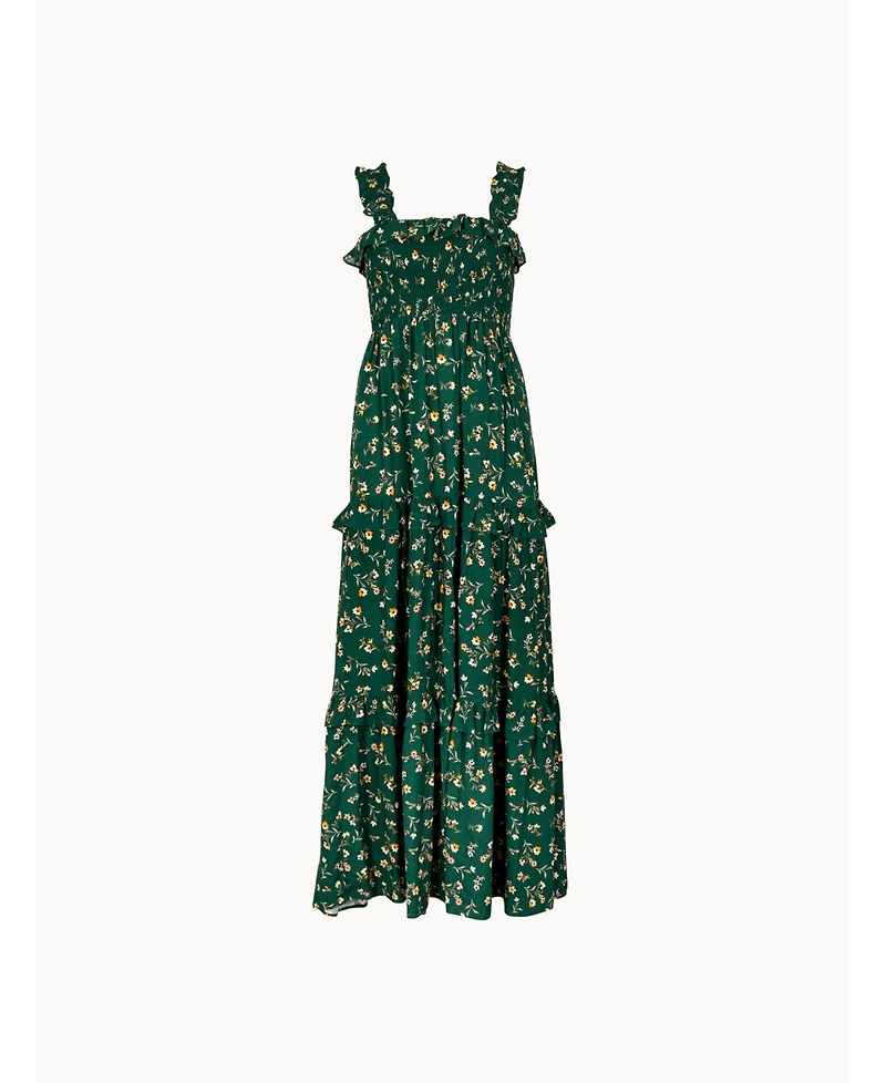 Apricot Women's Ditsy-Floral Tiered-Ruffle Smocked Maxi Dress