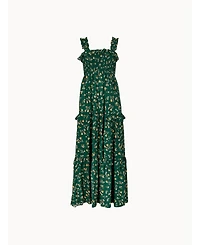 Apricot Women's Ditsy-Floral Tiered-Ruffle Smocked Maxi Dress