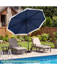 Gouun 10 Feet Solar Patio Umbrella with 24 Led Lights and Tassel Accent for Yard