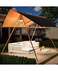 Asagikoiai Hexagonal Shade Outdoor Sail Canopy, Patio Uv Block Sun Shade Tent with Poles