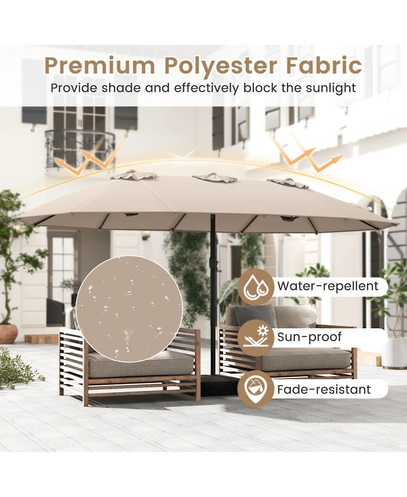 Gouun Double-Sided Twin Patio Market Umbrella with Crank Lift