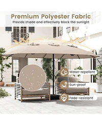 Gouun Double-Sided Twin Patio Market Umbrella with Crank Lift