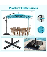 Gouun 8 x 8 Feet Square Solar Led Offset Cantilever Patio Umbrella