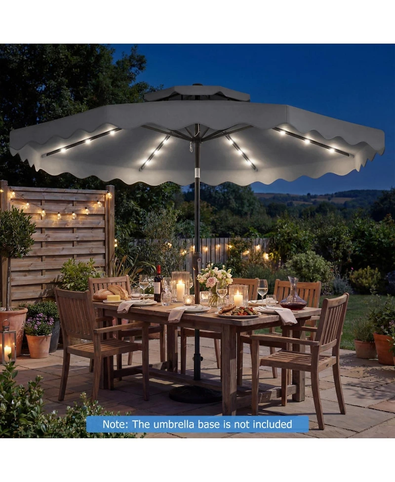 Gouun 9 Feet Solar Led Patio Umbrella with Push Button Tilt and 8 Ribs