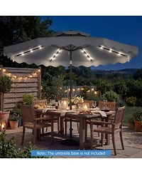 Gouun 9 Feet Solar Led Patio Umbrella with Push Button Tilt and 8 Ribs