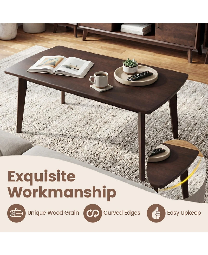 Sugift Solid Wood Modern Center Table with Tapered Legs 34.5in