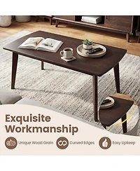 Sugift Solid Wood Modern Center Table with Tapered Legs 34.5in