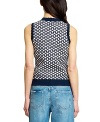 Central Park West Women's Marlo Sleeveless Crewneck Scalloped Sweater Vest