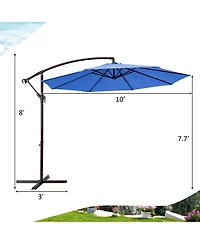 Gymax 10 Patio Cantilever Offset Umbrella Yard Garden Outdoor with 8 Ribs