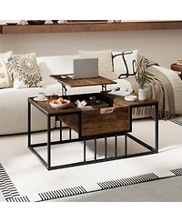 Sugift Lift Top Center Table with Hidden Storage Compartment and 23.5in Raised Workspace