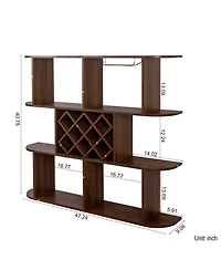 Streamdale Furniture Rustic 3-Tier Wall Mounted Wine Rack with Glass Holder
