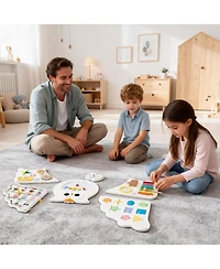 Hongge 11-in-1 Owl Busy Board Fine Motor Skills Stem Learning Activity Center, Ages 3+