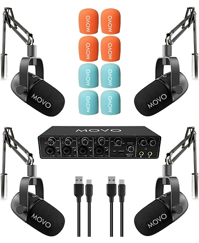 Movo UMX2 4-Channel Usb-c Podcast Equipment Bundle for macOS/Windows