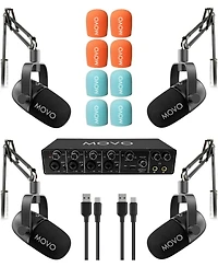 Movo UMX2 4-Channel Usb-c Podcast Equipment Bundle for macOS/Windows