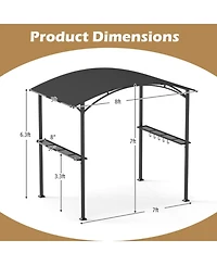 Gouun Outdoor Grill Gazebo Bbq Canopy with Metal Frame and Shelves