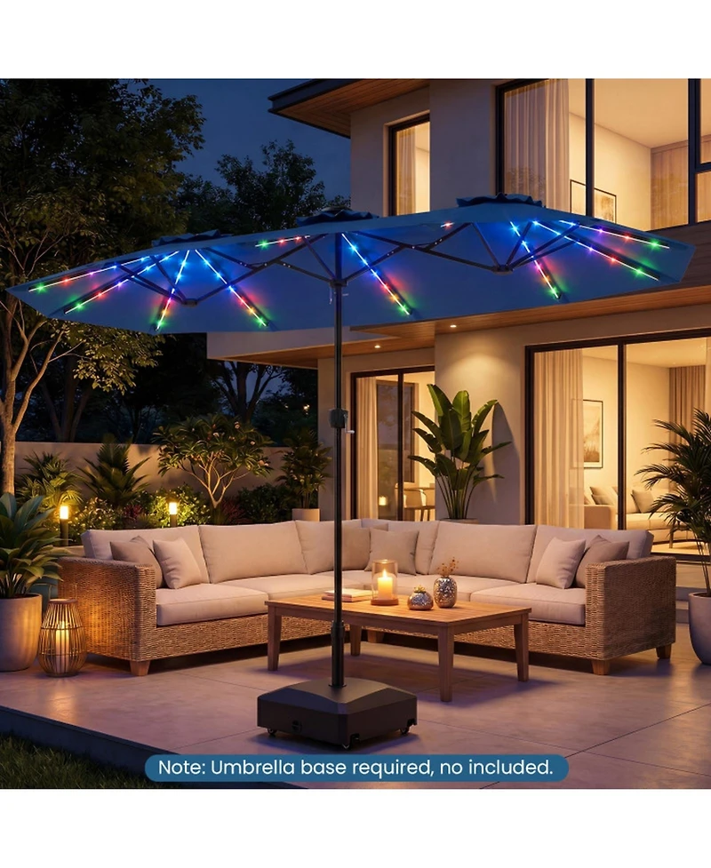 Gouun Double-Sided Patio Umbrella with Color-Changing Solar Led Lights