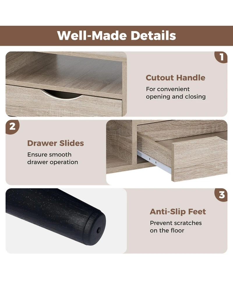 Sugift Rectangle Coffee Table with Storage Shelf and Drawer Center Table