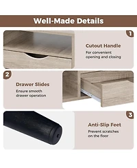 Sugift Rectangle Coffee Table with Storage Shelf and Drawer Center Table