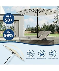 homfan 9 ft Patio Umbrella, Outdoor Market Umbrella with Push Button Tilt and Crank, 8-Rib Iron Frame