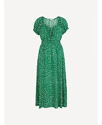 Apricot Women's Milkmaid Midi Spot Printed Smocked-Waist Puff-Sleeve Dress