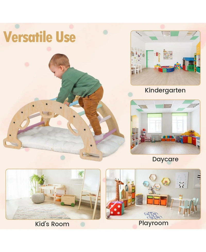 Sugift Montessori 3-in-1 Wooden Rocking Climbing Arch