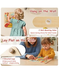 Sugift Montessori Wooden Learning Clock for Time, Seasons & Weather, Ages 3+
