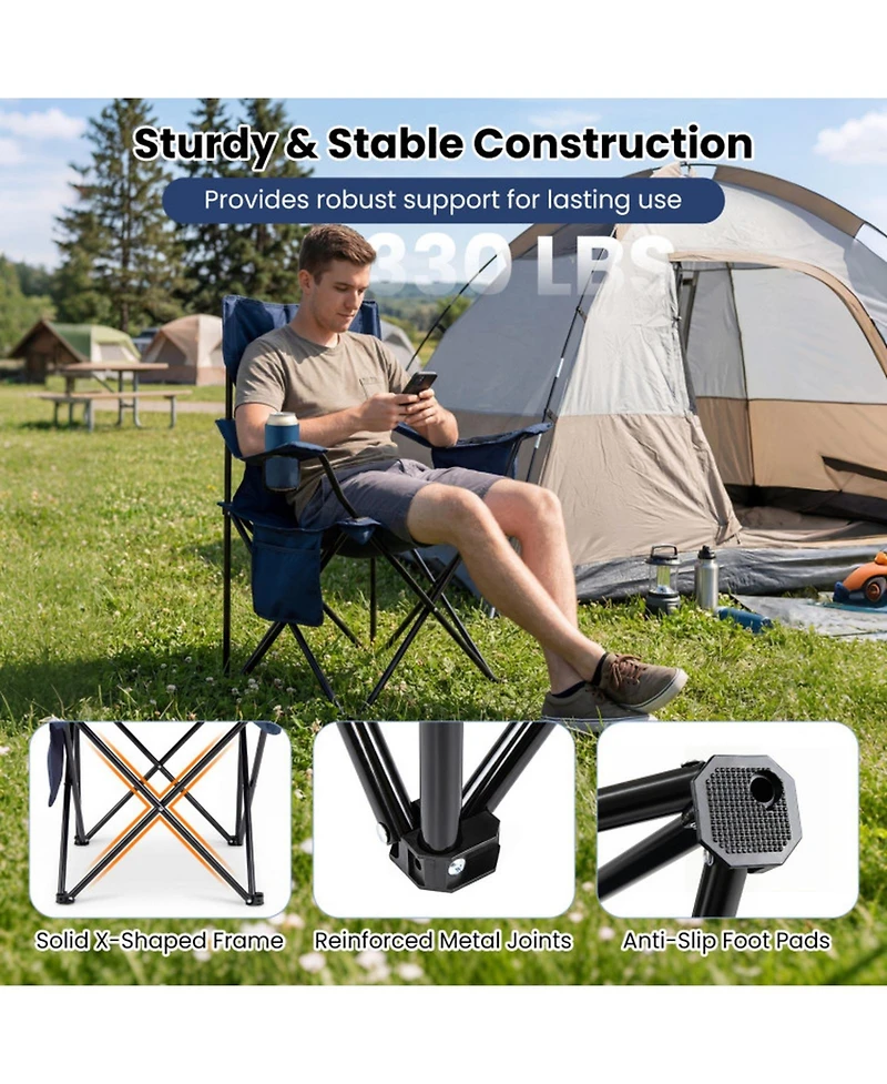 Hongge Folding Camping Chair with Breathable Mesh Backrest