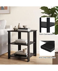 Sugift 3-Tier Modern Nightstand Square Side Table with Open Storage Shelves