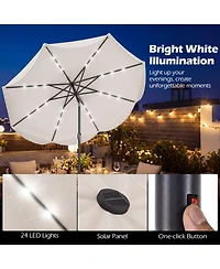 Gouun 9 Feet Scalloped Solar Market Table Umbrella with 24 Led Lights