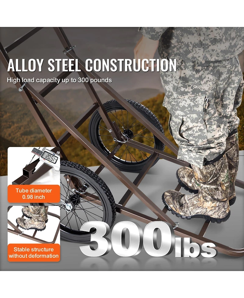 Hongge Heavy Duty Folding Deer Cart Rated to 300 lbs Hauling Capacity