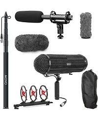Movo Boom Mic Kit with Supercardioid Shotgun Microphone, 9.8-Foot Boom Pole, Blimp, and Deadcat Windsceens