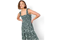 Apricot Women's Viscose Floral-Print Square Neck Tiered Midi Dress