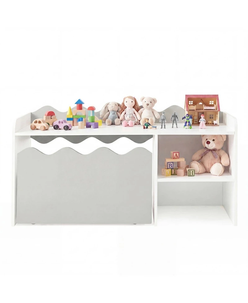 Sugift Scalloped Kids Bookshelf and Toy Storage Organizer for Playroom
