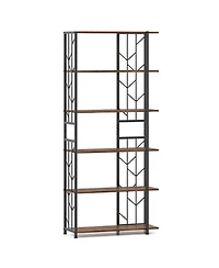 Sugift 6-Tier Geometric Bookcase with Heavy-Duty Metal Frame and Anti-Tipping Kits