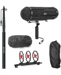 Movo BYPB25+BYPVM1000 9.8-Foot Shock-Mount Boom Pole and Blimp Windscreen Kit for Shotgun Microphones