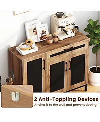 Sugift 48 Inch Sideboard Buffet Cabinet with Drawer and Metal Legs