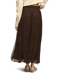 Lucky Brand Women's Allover Lace A-Line High-Waisted Floral Midi Skirt