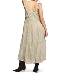 Lucky Brand Women's Tiered Henley Maxi Boho Paisley-Print Dress