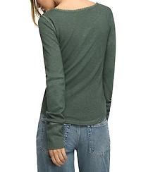 Lucky Brand Women's Lace Yoke Long-Sleeve Henley