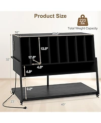Sugift Turntable Stand with Charging Station and 8 Vinyl Storage Shelves