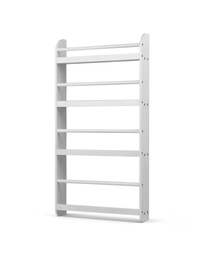 Sugift 4-Tier Wall Mounted Bookshelf Organizer for Toys and Books with Basswood Crossbar 5 Inch Depth