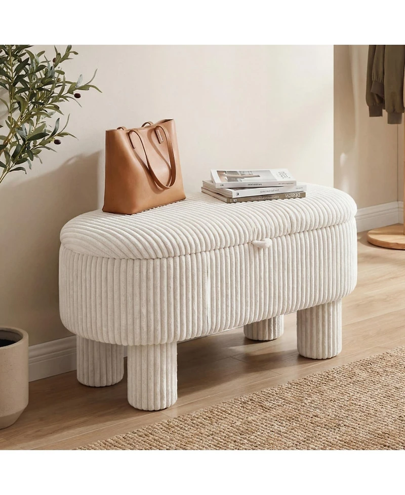 Sugift 42 in Corduroy Upholstered Storage Ottoman Bench Foot Stool