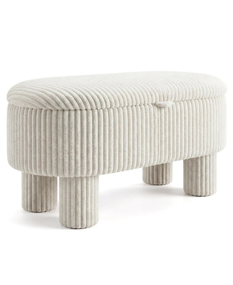 Sugift 42 in Corduroy Upholstered Storage Ottoman Bench Foot Stool