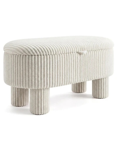 Sugift 42 in Corduroy Upholstered Storage Ottoman Bench Foot Stool