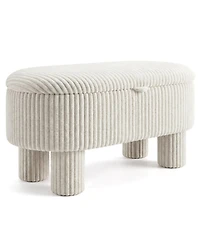 Sugift 42 in Corduroy Upholstered Storage Ottoman Bench Foot Stool